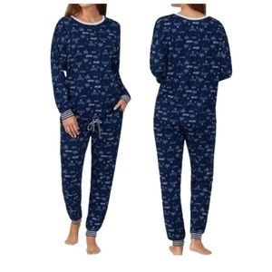 Harry Potter Hedwig navy 2-Pc set pajamas w long sleeves and pants women medium